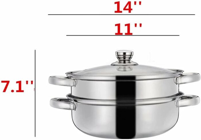 2 Piece Stainless Steel Stack and Steam Pot Set - and Lid,Steamer Saucepot double boiler… - Image 2